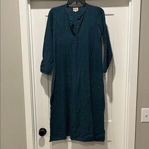 Fabindia Deep Teal 3/4 Sleeve Dress